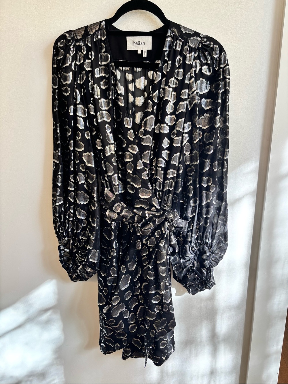 Ba&sh Women’s Mesh Black Dress with Metallic Detail size L